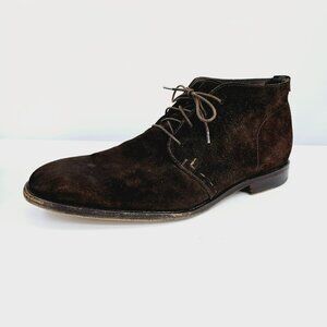 Varda Mens Suede Leather Derby Boot 10 Chocolate Brown Lace Up Handcrafted Italy